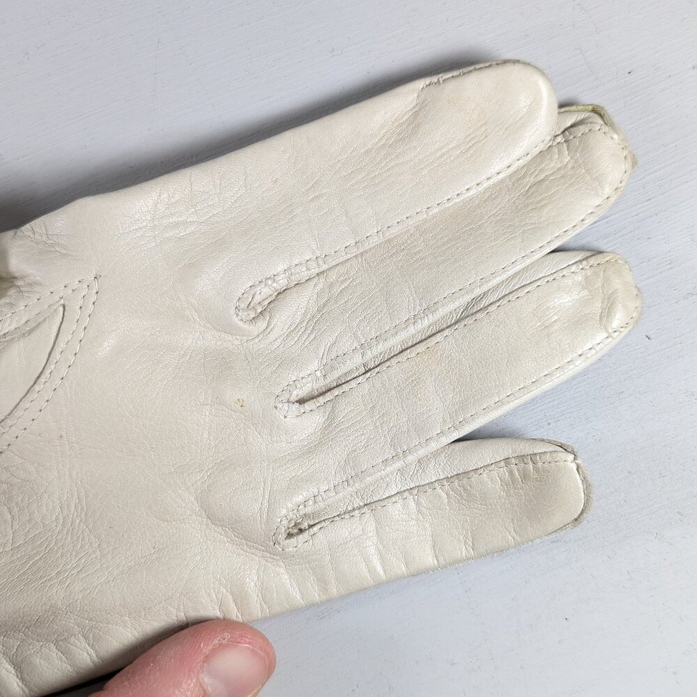 Vintage Gaymode Italy white leather driving gloves size 7 - Picture 7 of 7